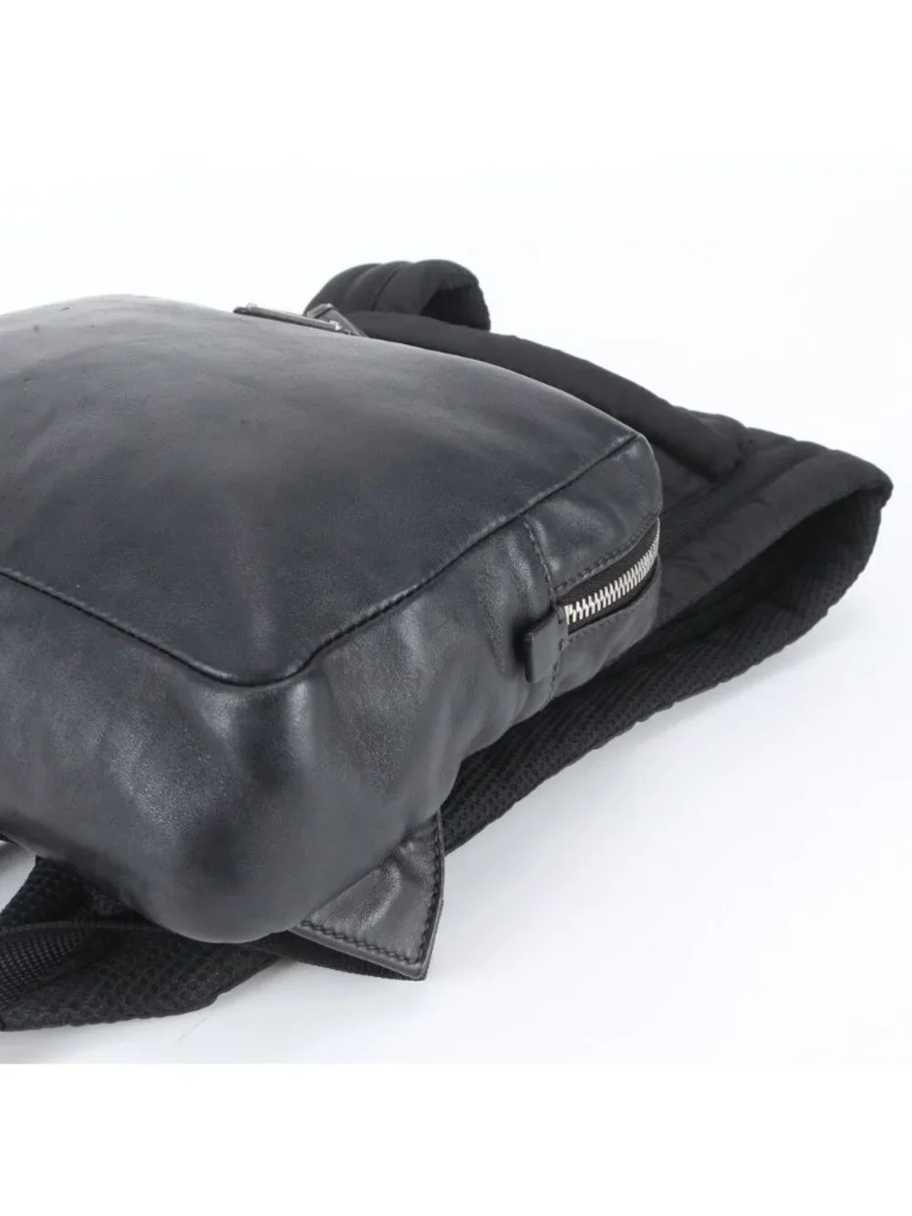 Prada White Tag Triangle Logo Leather Backpack Business
